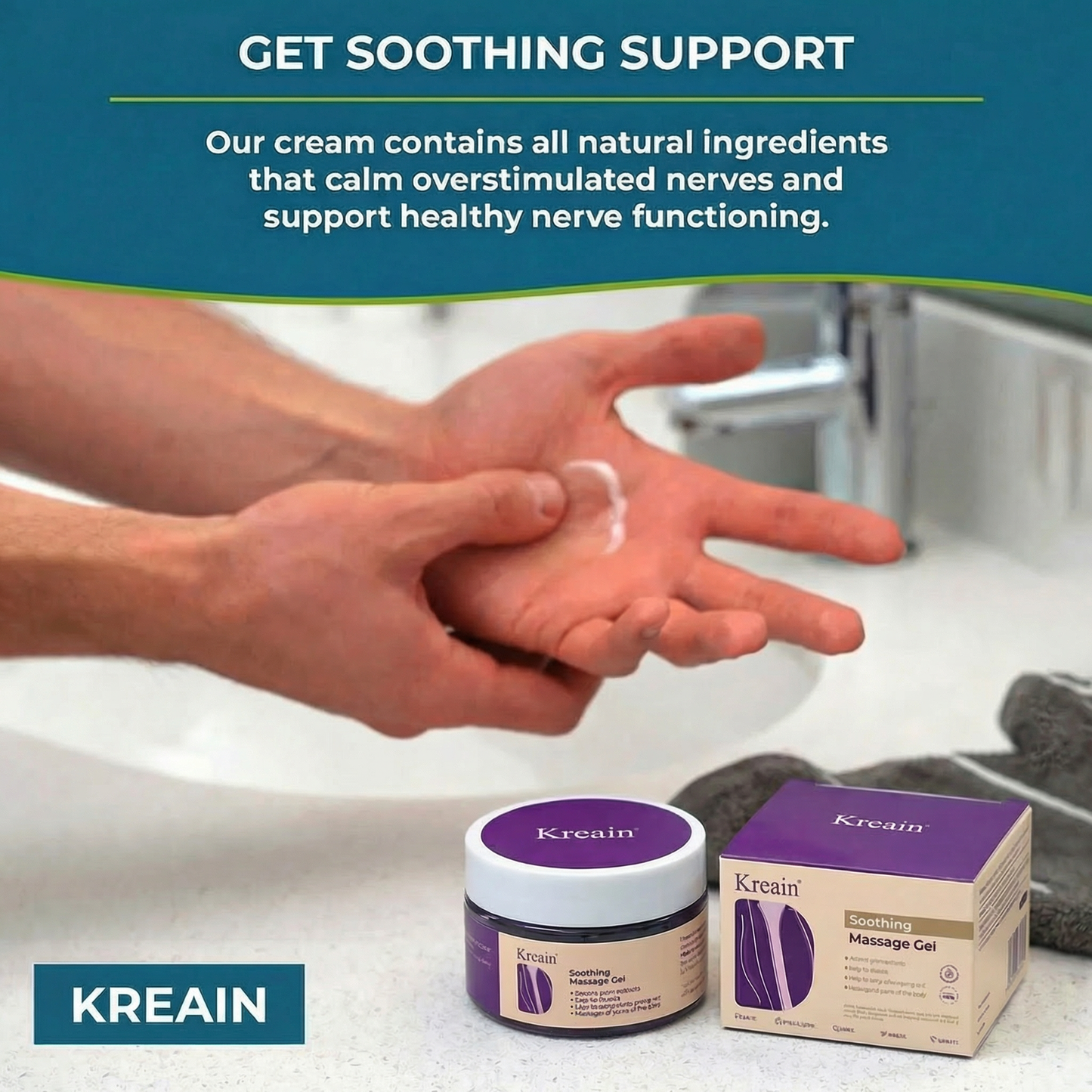 KREAIN Neuropathy Cream - Soothing Cream for Feet, Legs, Hands